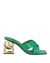 Dolce & Gabbana Crocodile-print Calfskin Mules With Dg Pop Heel In Green