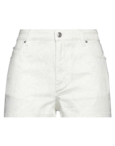 Etro Woman Denim Shorts Ivory Size 28 Cotton, Elastane In White