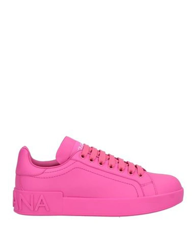 Dolce & Gabbana Woman Sneakers Fuchsia Size 6.5 Calfskin In Pink