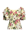 Dolce & Gabbana Floral-print Tops In Yellow