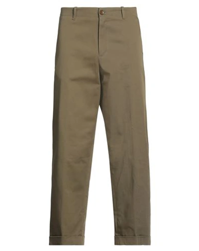 Etro Man Pants Khaki Size 32 Cotton, Elastane In Beige