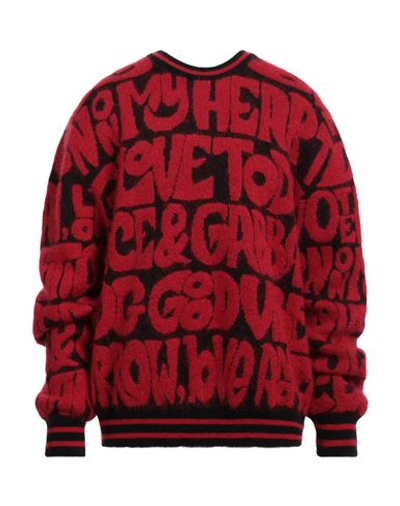 Dolce & Gabbana Man Sweater Red Size L Mohair Wool, Polyamide, Wool