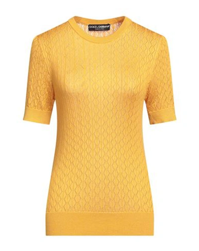 Dolce & Gabbana Woman Sweater Ocher Size 10 Silk In Yellow