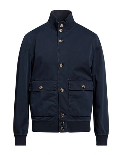 Brunello Cucinelli Man Jacket Navy Blue Size 40 Cotton, Elastane