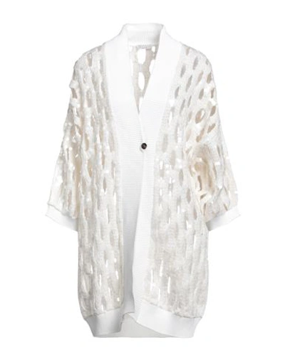 Brunello Cucinelli Woman Cardigan Ivory Size M Linen, Silk, Polyamide In White