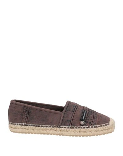 Dolce & Gabbana Man Espadrilles Dark Brown Size 9 Cotton, Elastane