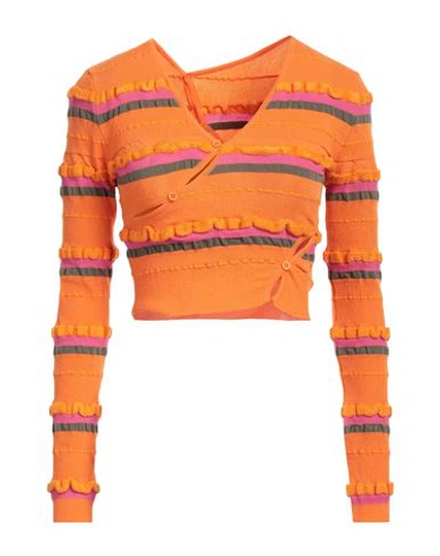 Jacquemus Woman Sweater Orange Size 8 Polyamide, Cotton, Recycled Polyamide, Elastane