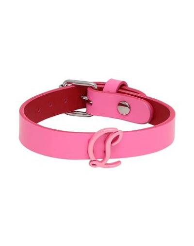 Christian Louboutin Cl Logo Leather Bracelet In Pink
