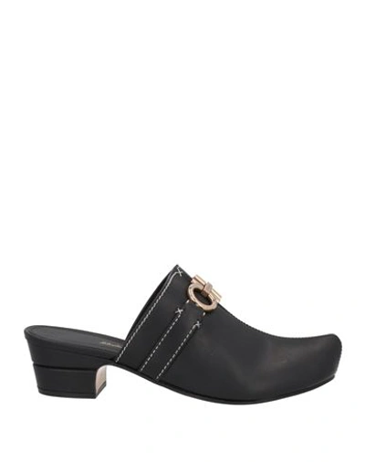Ferragamo Woman Mules & Clogs Black Size 7.5 Soft Leather