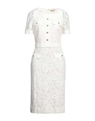 Elie Saab Lace Midi Dress In White