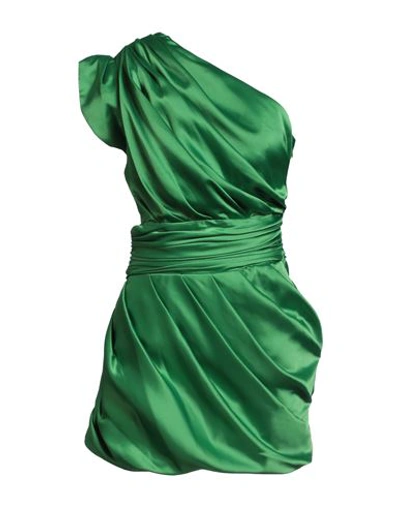 Pinko Woman Mini Dress Green Size S Polyester, Elastane