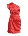Pinko Woman Mini Dress Orange Size L Polyester, Elastane