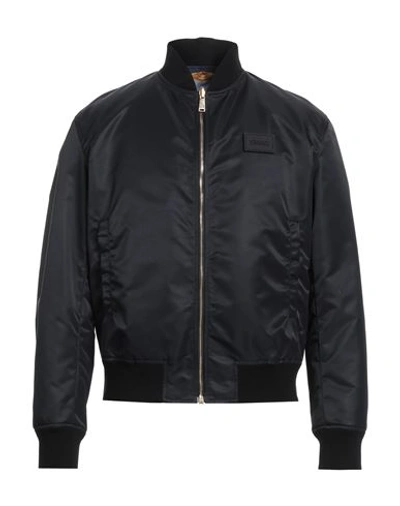 Versace Man Jacket Midnight Blue Size 42 Polyamide, Viscose, Cotton, Elastane In Black