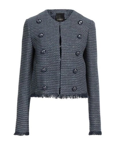 Pinko Woman Blazer Navy Blue Size 4 Cotton, Polyester, Viscose, Polyamide, Metallic Fiber