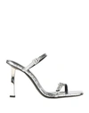 BY FAR BY FAR WOMAN SANDALS SILVER SIZE 8 SOFT LEATHER