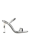 By Far Woman Sandals Silver Size 10 Soft Leather In Silver