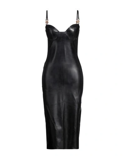 VERSACE VERSACE WOMAN MIDI DRESS BLACK SIZE 4 LATEX