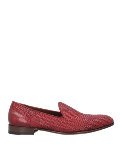 Calpierre Man Loafers Burgundy Size 11 Leather In Red