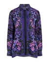 Versace Floral-print Silk Shirt In Purple