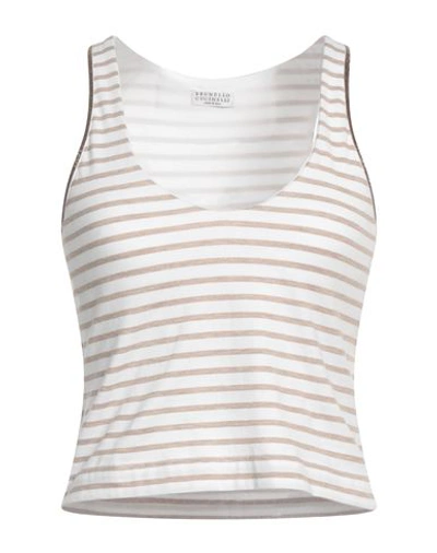 Brunello Cucinelli Woman Top Khaki Size L Cotton, Elastane, Brass In Beige