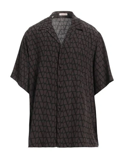 Valentino Garavani Man Shirt Khaki Size 42 Silk In Beige