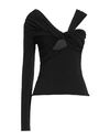 Nensi Dojaka One Shoulder Asymmetrical Draped Top In Black