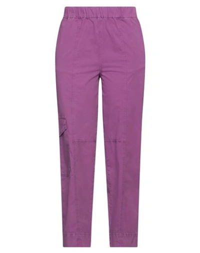 Ganni Woman Pants Mauve Size 8/10 Organic Cotton, Elastane In Purple