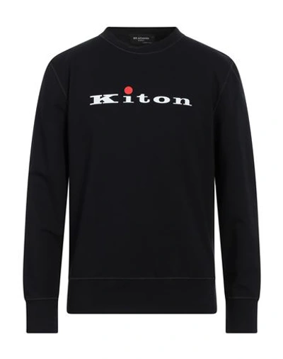 Kiton Man Sweatshirt Black Size Xl Cotton, Elastane