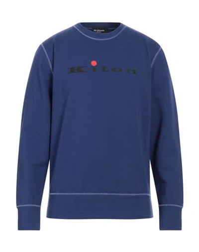 Kiton Man Sweatshirt Navy Blue Size L Cotton, Elastane