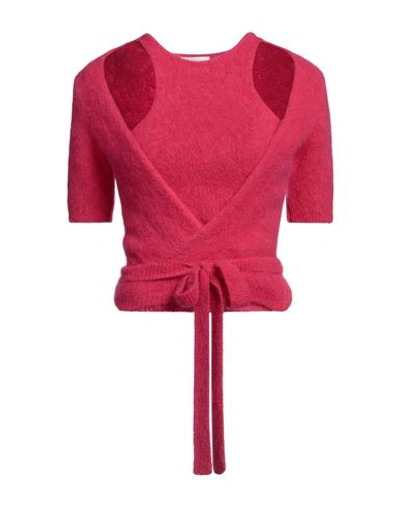 Ganni Woman Sweater Fuchsia Size L Alpaca Wool, Polyamide, Virgin Wool, Elastane In Pink