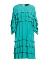 Rochas Ruffle Detail Pleated Asymmetric Dress In Blue