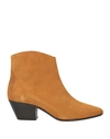 Isabel Marant Woman Ankle Boots Camel Size 10 Calfskin In Beige