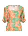 GANNI GANNI WOMAN TOP ORANGE SIZE 6 RECYCLED POLYESTER