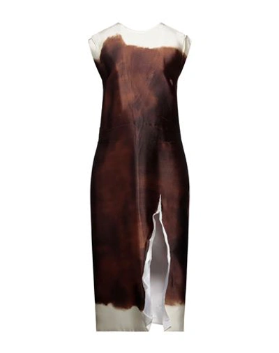 Prada Woman Midi Dress Brown Size 2 Silk, Polyester