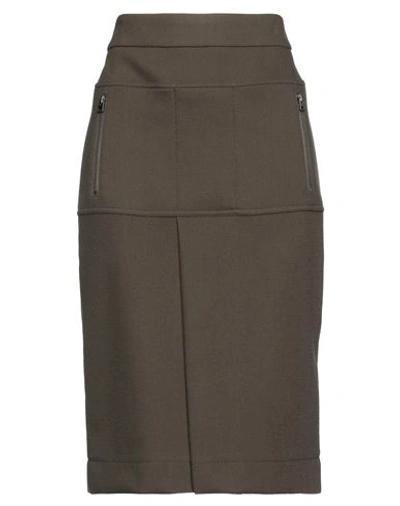 Tom Ford Woman Midi Skirt Military Green Size 4 Virgin Wool, Elastane