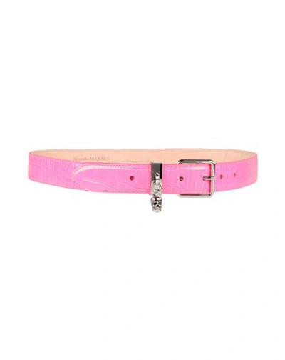 Alexander Mcqueen Woman Belt Fuchsia Size 38 Calfskin In Pink