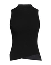 Versace Woman Top Black Size 4 Viscose, Polyester