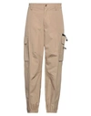 Versace Man Pants Sand Size 32 Cotton, Polyamide In Beige