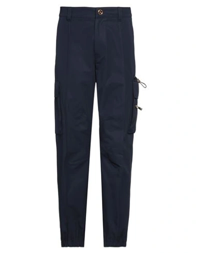 Versace Man Pants Navy Size 30 Cotton, Polyamide In Navy Blue