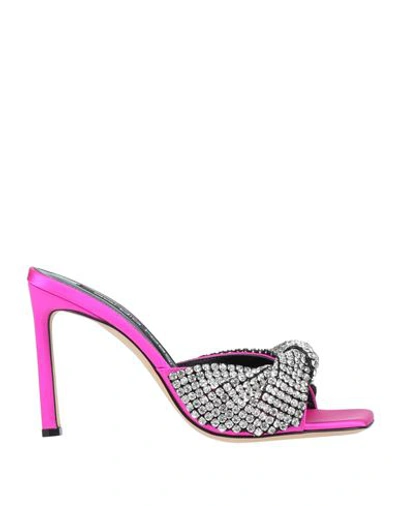 SERGIO ROSSI SERGIO ROSSI WOMAN SANDALS FUCHSIA SIZE 7 TEXTILE FIBERS