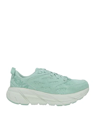 Hoka One One Woman Sneakers Light Green Size 6 Leather, Textile Fibers