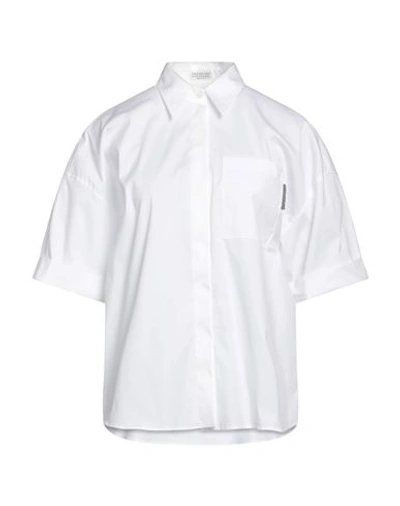Brunello Cucinelli Woman Shirt White Size S Cotton, Polyamide, Elastane, Brass, Ecobrass In White