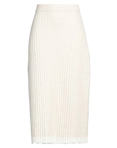 The Row Woman Midi Skirt Cream Size M Cotton, Cashmere, Polyamide, Silk, Elastane In White