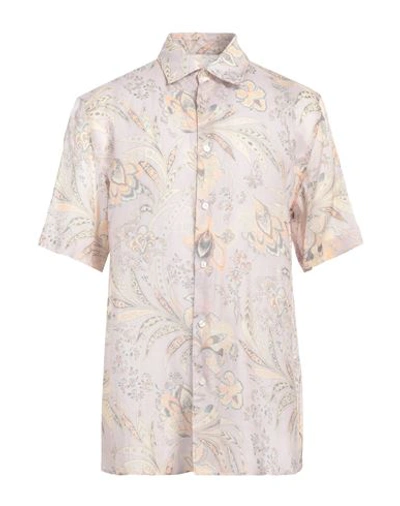 Etro Man Shirt Light Pink Size L Ramie