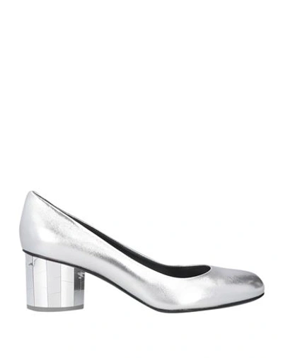 Ferragamo Woman Pumps Silver Size 10.5 Calfskin
