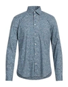 Manuel Ritz Man Shirt Azure Size 16 ½ Cotton, Elastane In Blue