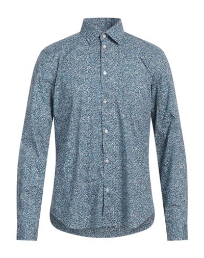 Manuel Ritz Man Shirt Azure Size 16 ½ Cotton, Elastane In Blue