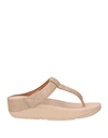 FITFLOP FITFLOP WOMAN THONG SANDAL BEIGE SIZE 6 POLYURETHANE