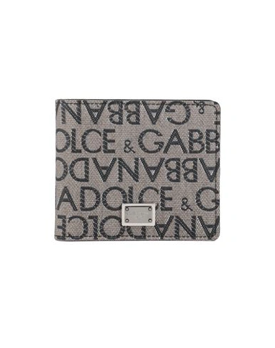 Dolce & Gabbana Man Wallet Khaki Size - Cotton, Polyurethane, Polyester In Beige