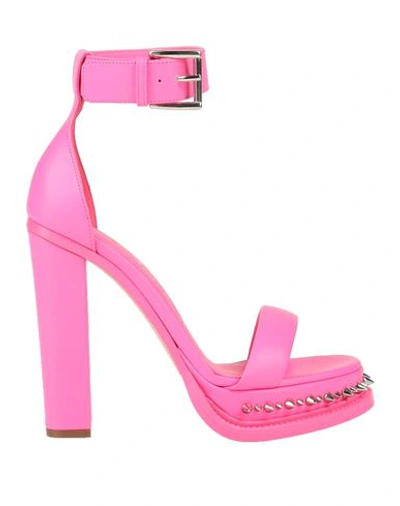 Alexander Mcqueen Woman Sandals Fuchsia Size 10 Soft Leather In Pink